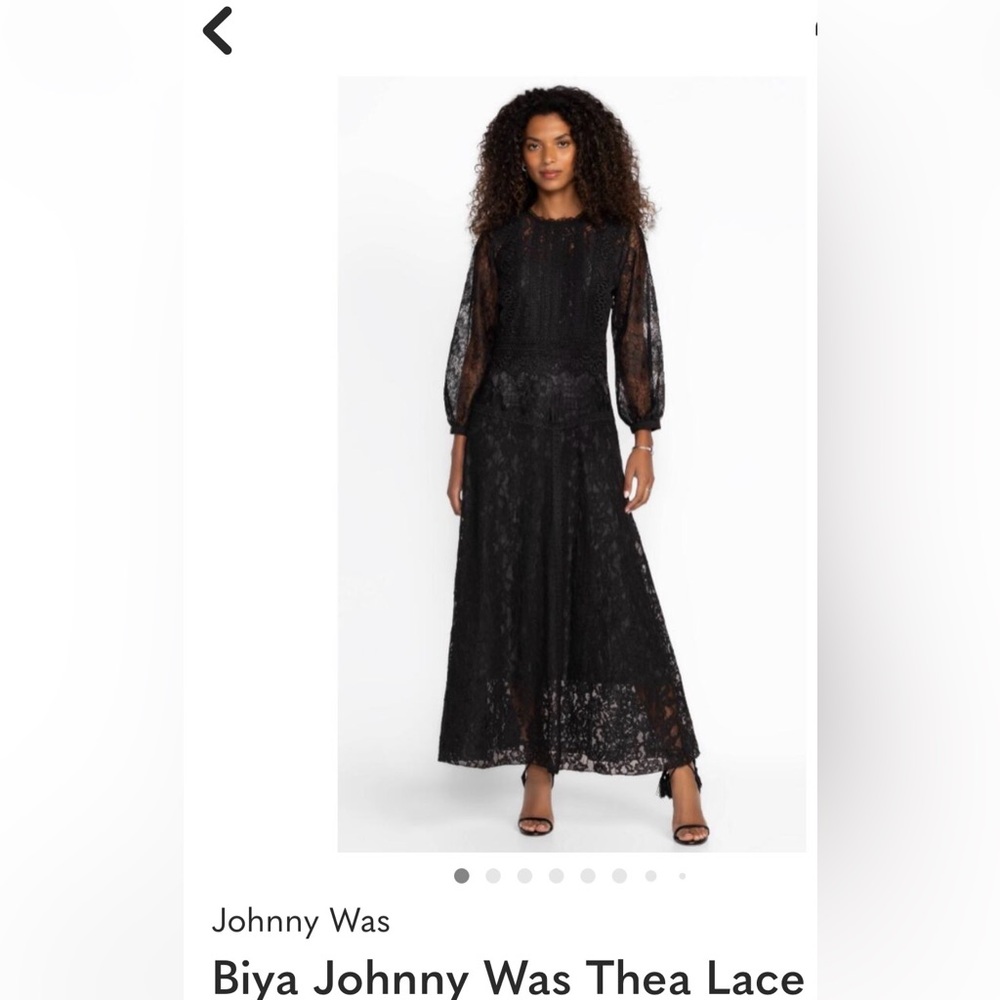 Johnny Was Thea Black Long Sleeve Lace Dress
With slip. $398 retail price. Maxi